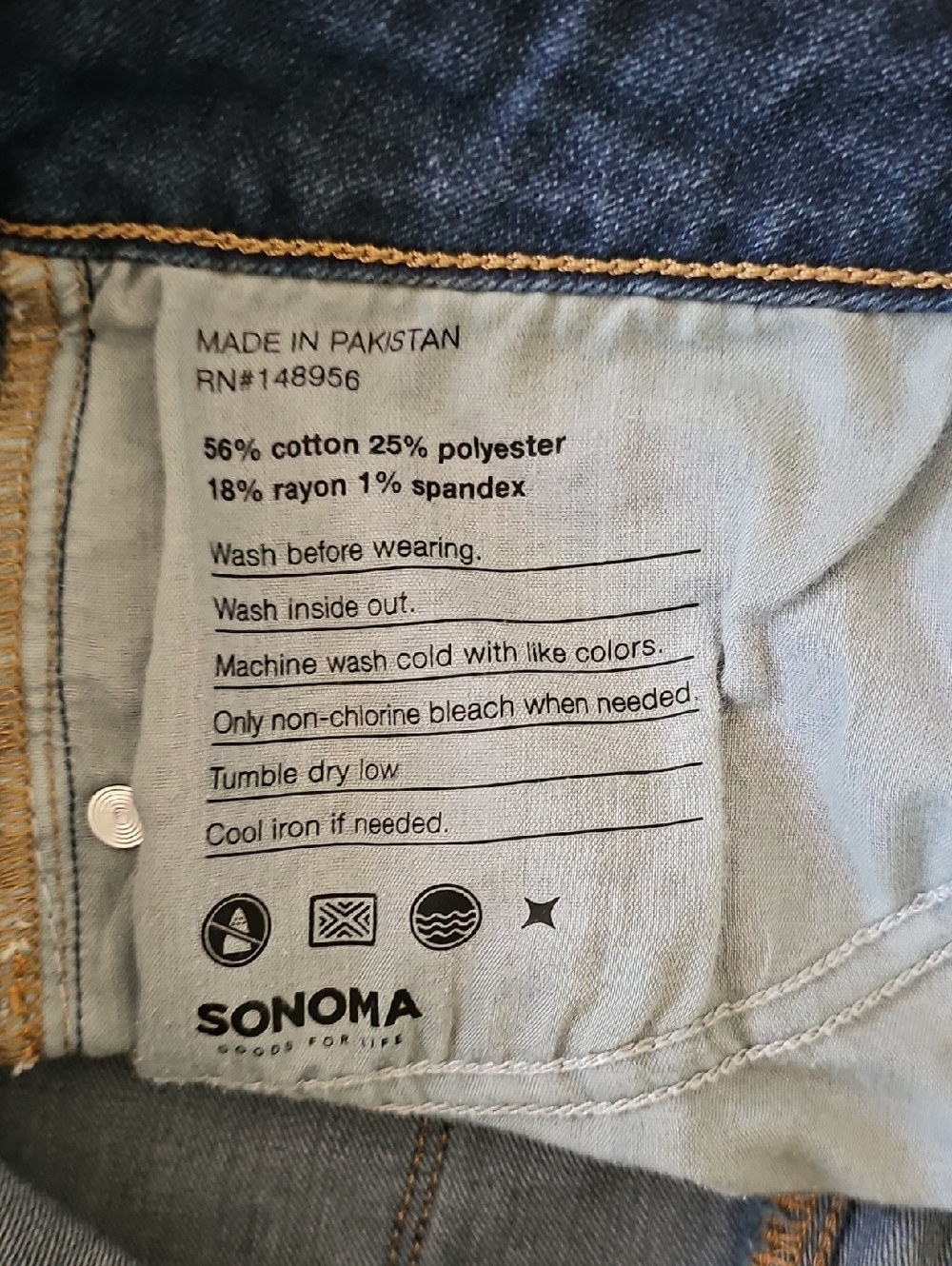 Sonoma Goods For Life Mid Rise Straight Leg Jeans Dark Medium Indigo 16S - Picture 6 of 6